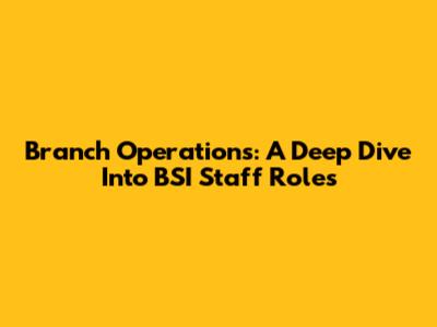 Branch Operations: A Deep Dive Into BSI Staff Roles