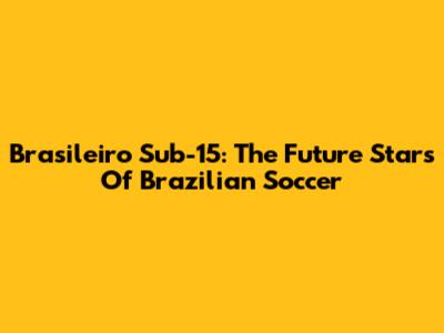 Brasileiro Sub-15: The Future Stars Of Brazilian Soccer