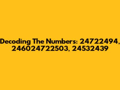 Decoding The Numbers: 24722494, 246024722503, 24532439