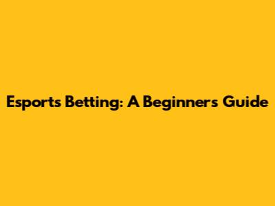 Esports Betting: A Beginner's Guide