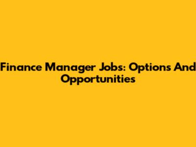 Finance Manager Jobs: Options And Opportunities