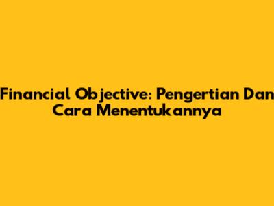 Financial Objective: Pengertian Dan Cara Menentukannya