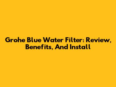 Grohe Blue Water Filter: Review, Benefits, And Install