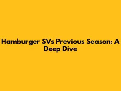 Hamburger SV's Previous Season: A Deep Dive