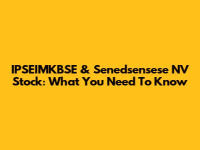 IPSEIMKBSE & Senedsensese NV Stock: What You Need To Know