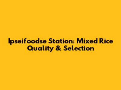 Ipseifoodse Station: Mixed Rice Quality & Selection