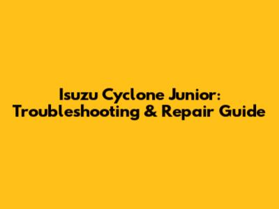 Isuzu Cyclone Junior: Troubleshooting & Repair Guide