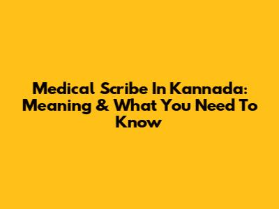 Medical Scribe In Kannada: Meaning & What You Need To Know