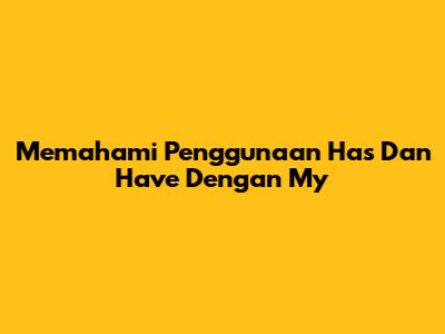 Memahami Penggunaan 'Has' Dan 'Have' Dengan 'My'