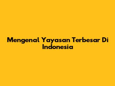 Mengenal Yayasan Terbesar Di Indonesia