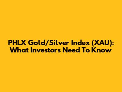PHLX Gold/Silver Index (XAU): What Investors Need To Know