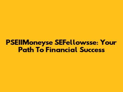 PSEIIMoneyse SEFellowsse: Your Path To Financial Success
