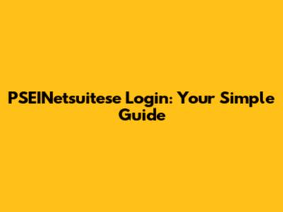 PSEINetsuitese Login: Your Simple Guide