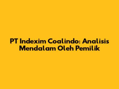 PT Indexim Coalindo: Analisis Mendalam Oleh Pemilik