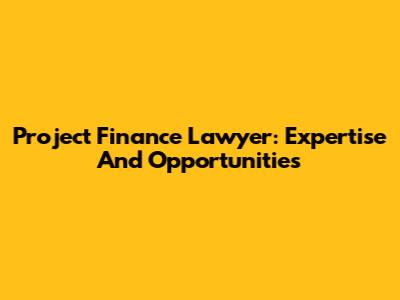 Project Finance Lawyer: Expertise And Opportunities