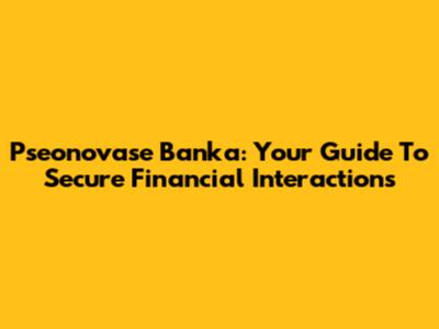Pseonovase Banka: Your Guide To Secure Financial Interactions