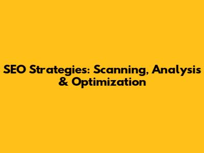 SEO Strategies: Scanning, Analysis & Optimization
