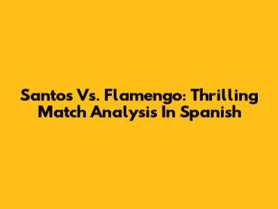 Santos Vs. Flamengo: Thrilling Match Analysis In Spanish