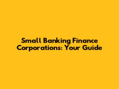 Small Banking Finance Corporations: Your Guide