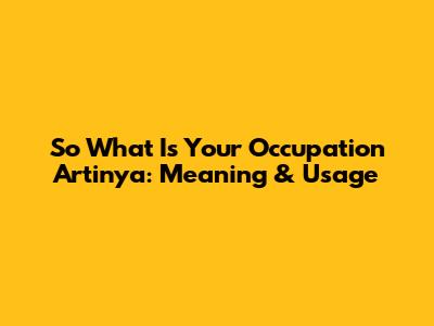 So What Is Your Occupation Artinya: Meaning & Usage