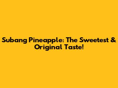 Subang Pineapple: The Sweetest & Original Taste!