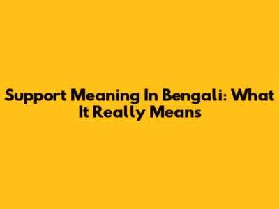 Support Meaning In Bengali: What It Really Means
