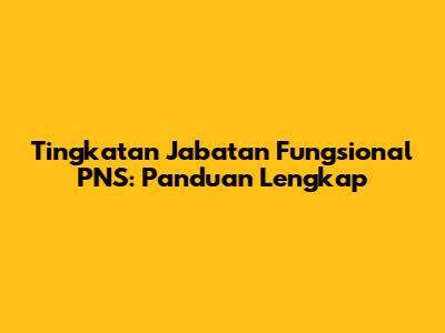 Tingkatan Jabatan Fungsional PNS: Panduan Lengkap