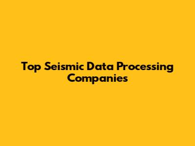 Top Seismic Data Processing Companies