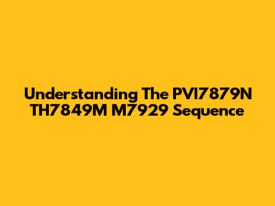 Understanding The PVI7879N TH7849M M7929 Sequence