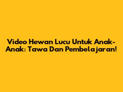 Video Hewan Lucu Untuk Anak-Anak: Tawa Dan Pembelajaran!
