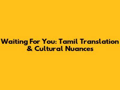 Waiting For You: Tamil Translation & Cultural Nuances