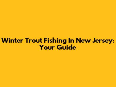Winter Trout Fishing In New Jersey: Your Guide